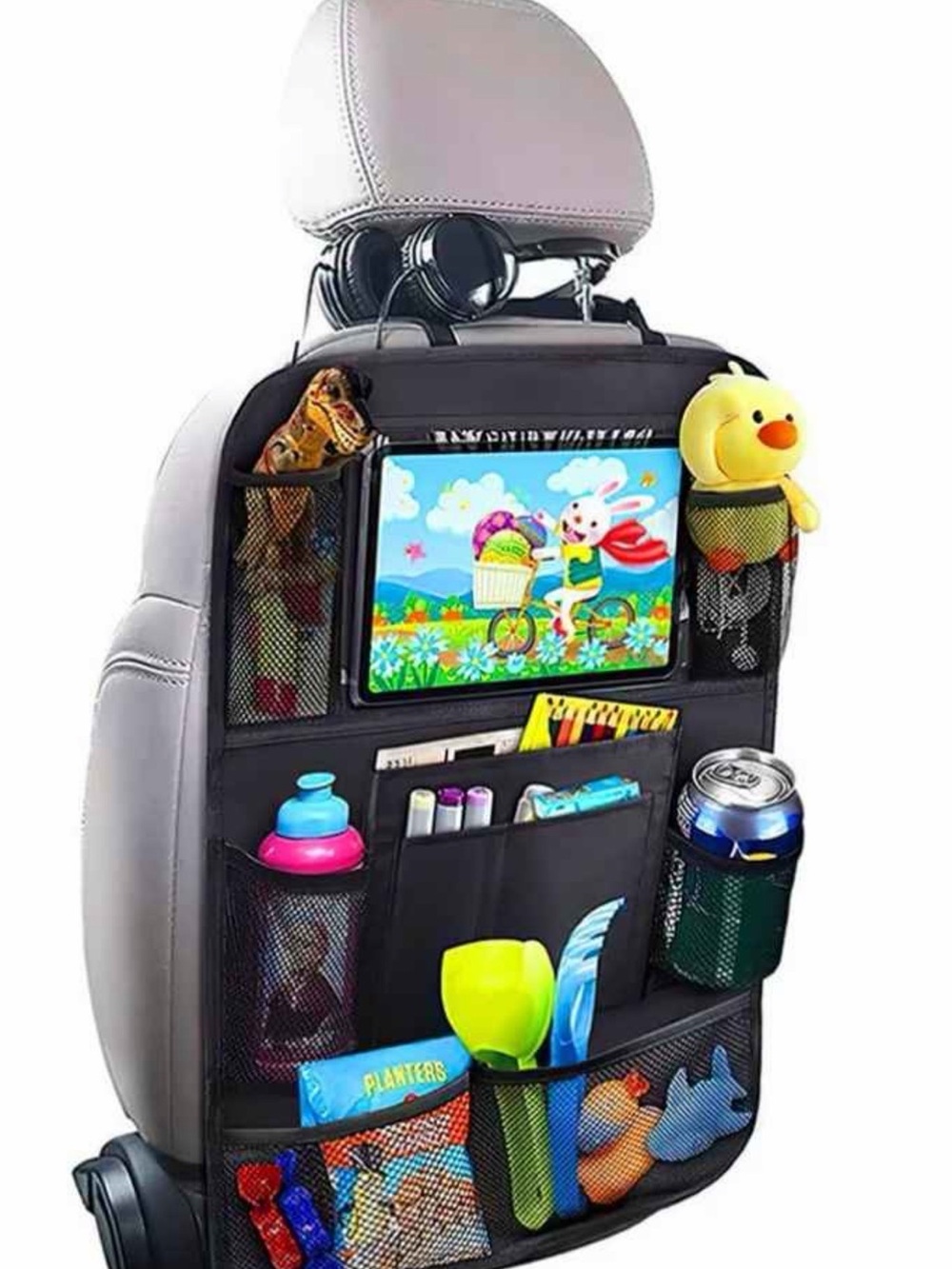 Child Car Seat Organizer - Black Kids Travel Storage